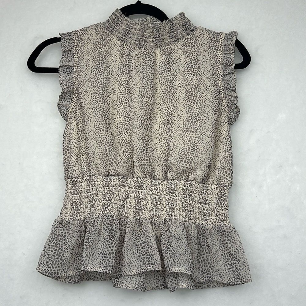 Japna Women's Turtleneck Sleeveless Blouse Elastic Waist Sz S